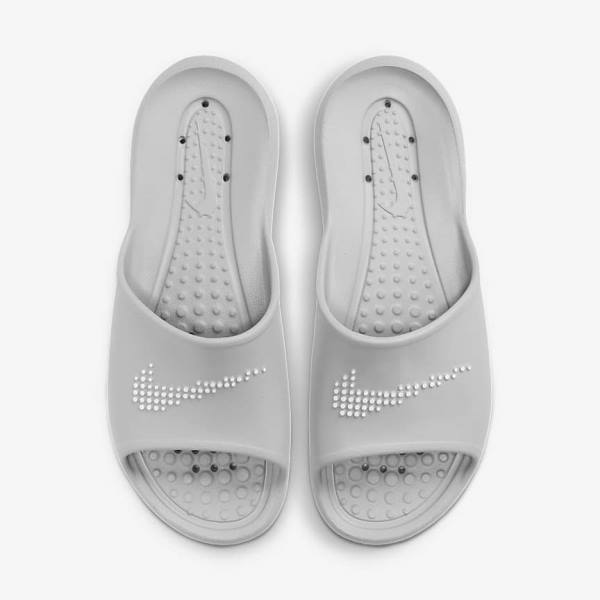 Chanclas Nike Victori One Shower Hombre Gris Claro Gris Claro Blancas | NK948SLZ