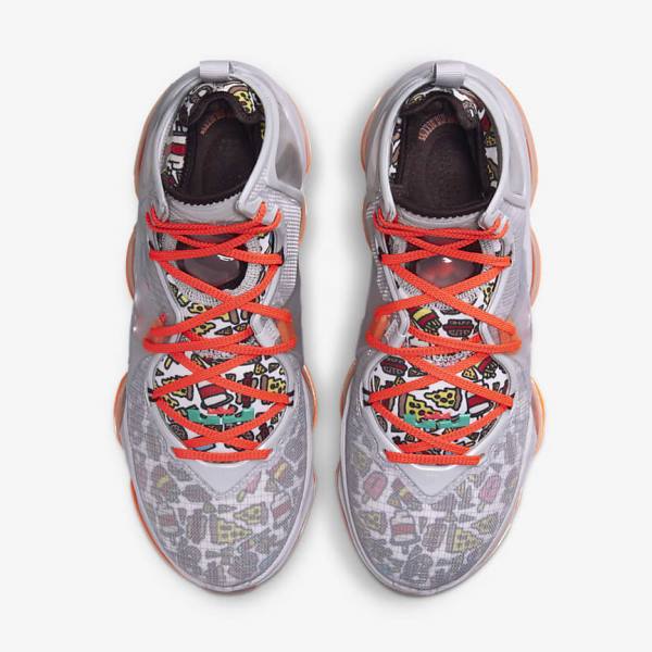 Zapatillas Baloncesto Nike LeBron 19 Mujer Gris Naranjas Rojas Claro Verde | NK436KFL