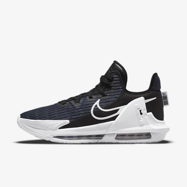 Zapatillas Baloncesto Nike LeBron Witness 6 Mujer Negras Obsidian Oscuro Blancas | NK460FQM