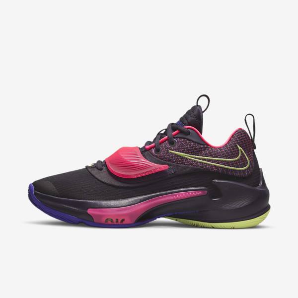 Zapatillas Baloncesto Nike Zoom Freak 3 Hombre Moradas Rosas Moradas Limón Claro | NK679EZU