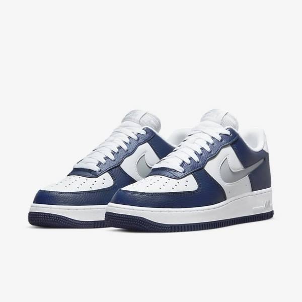 Zapatillas Nike Air Force 1 07 LV8 Hombre Azul Marino Blancas Gris | NK746YZV