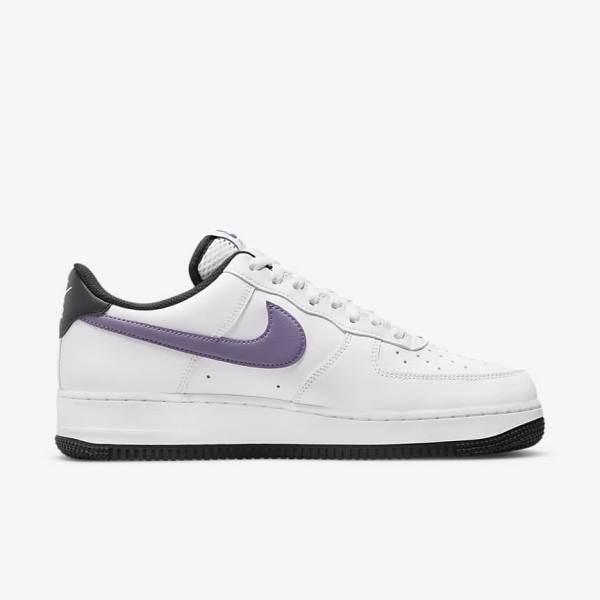 Zapatillas Nike Air Force 1 07 LV8 Hombre Blancas Negras Blancas Moradas | NK809SQF