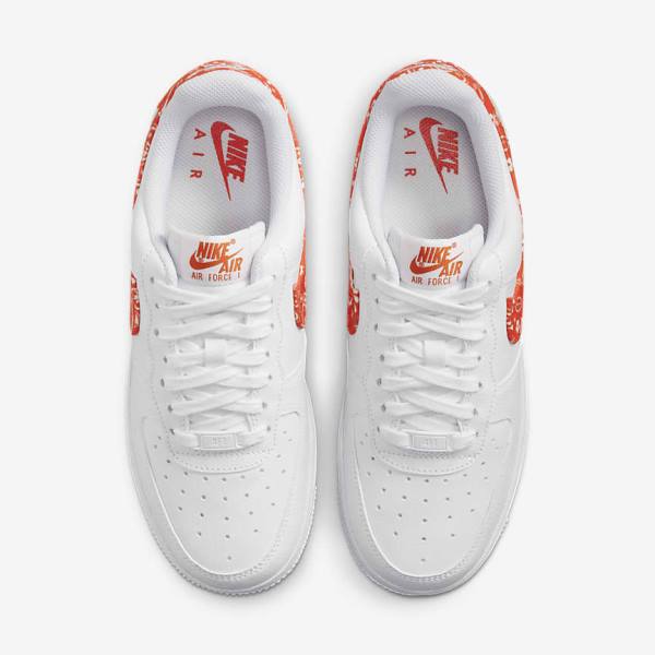 Zapatillas Nike Air Force 1 07 Mujer Blancas Naranjas | NK763EVW