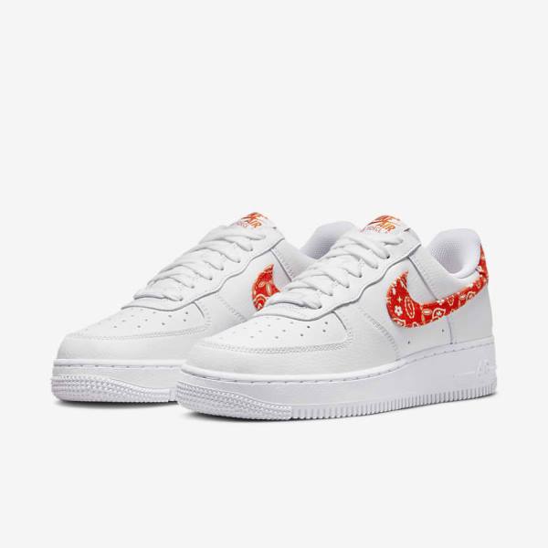 Zapatillas Nike Air Force 1 07 Mujer Blancas Naranjas | NK763EVW