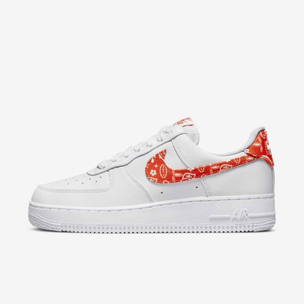 Zapatillas Nike Air Force 1 07 Mujer Blancas Naranjas | NK763EVW