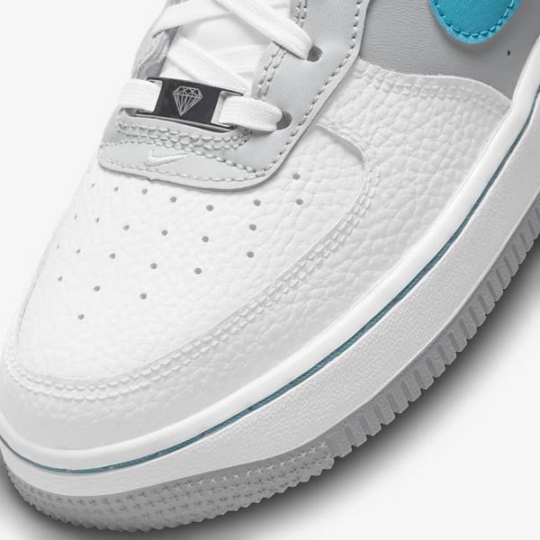 Zapatillas Nike Air Force 1 EMB Older Niños Blancas Gris Turquesa Azules | NK935GDL