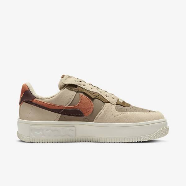 Zapatillas Nike Air Force 1 Fontanka Mujer Burdeos Kaki | NK746BTR