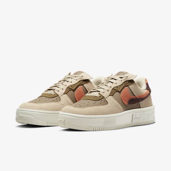 Zapatillas Nike Air Force 1 Fontanka Mujer Burdeos Kaki | NK746BTR