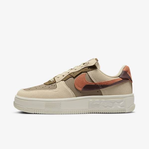 Zapatillas Nike Air Force 1 Fontanka Mujer Burdeos Kaki | NK746BTR