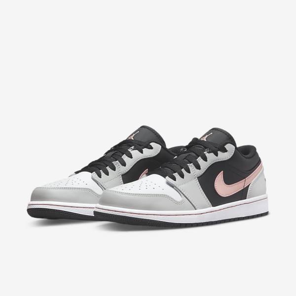 Zapatillas Nike Air Jordan 1 Low Hombre Negras Gris Blancas Coral | NK165VHU