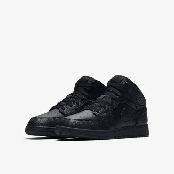 Zapatillas Nike Air Jordan 1 Mid Older Niños Negras | NK034PLX