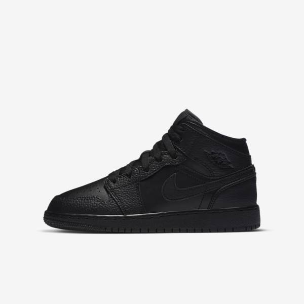 Zapatillas Nike Air Jordan 1 Mid Older Niños Negras | NK034PLX