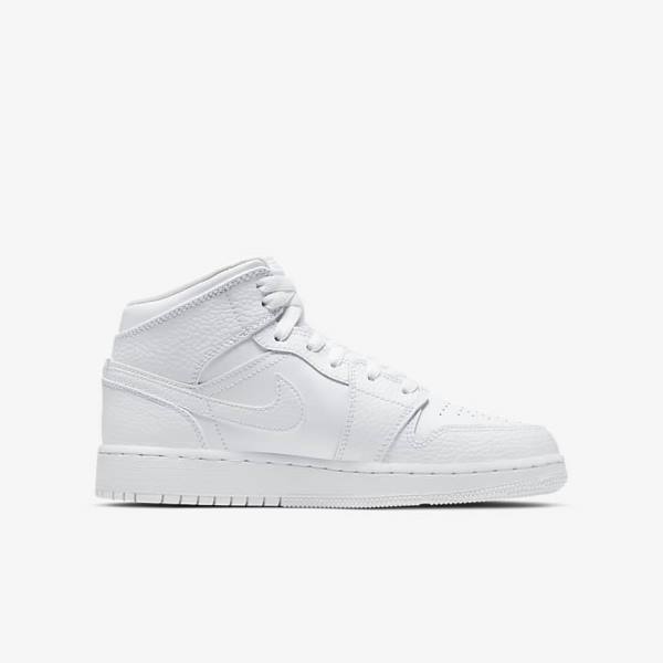 Zapatillas Nike Air Jordan 1 Mid Older Niños Blancas | NK036BEY