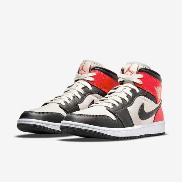 Zapatillas Nike Air Jordan 1 Mid SE Mujer Marrones Claro Rojas Claro Blancas | NK169WIN