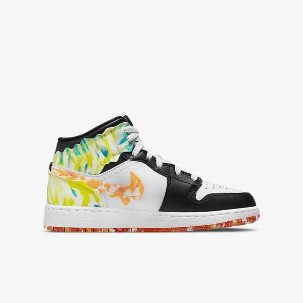 Zapatillas Nike Air Jordan 1 Mid SE Older Niños Negras Naranjas Blancas | NK198ICX