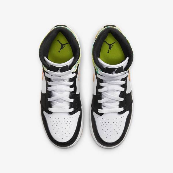 Zapatillas Nike Air Jordan 1 Mid SE Older Niños Negras Naranjas Blancas | NK198ICX