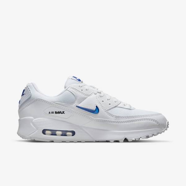 Zapatillas Nike Air Max 90 Hombre Blancas Negras Azul Real | NK851GMN