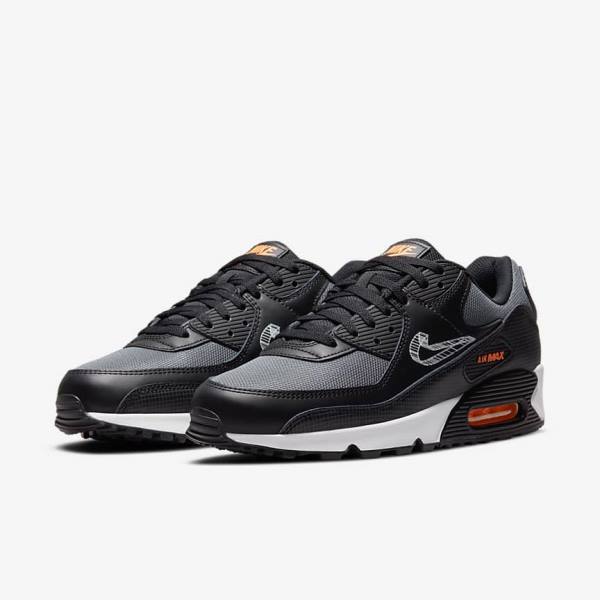 Zapatillas Nike Air Max 90 Hombre Negras Naranjas Gris Blancas | NK471SPX