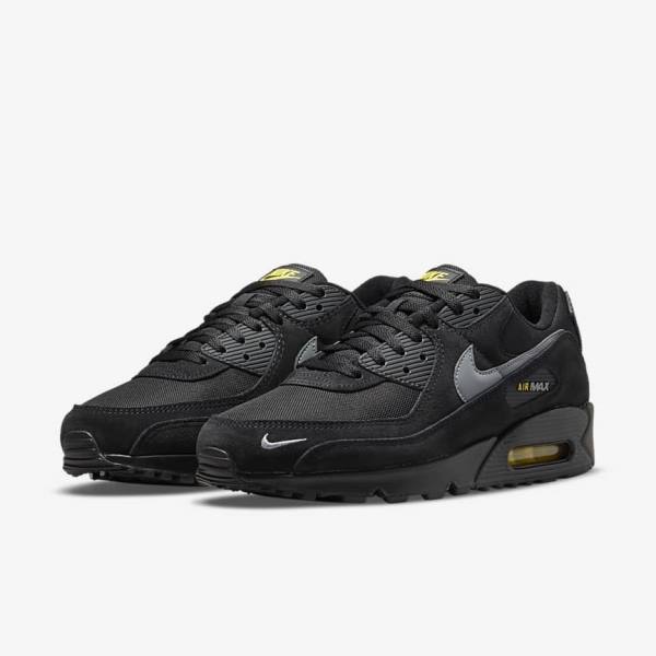 Zapatillas Nike Air Max 90 Hombre Negras Amarillo Metal Gris | NK582RAS