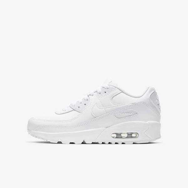 Zapatillas Nike Air Max 90 LTR Older Niños Blancas Metal Plateadas Blancas | NK397PQH