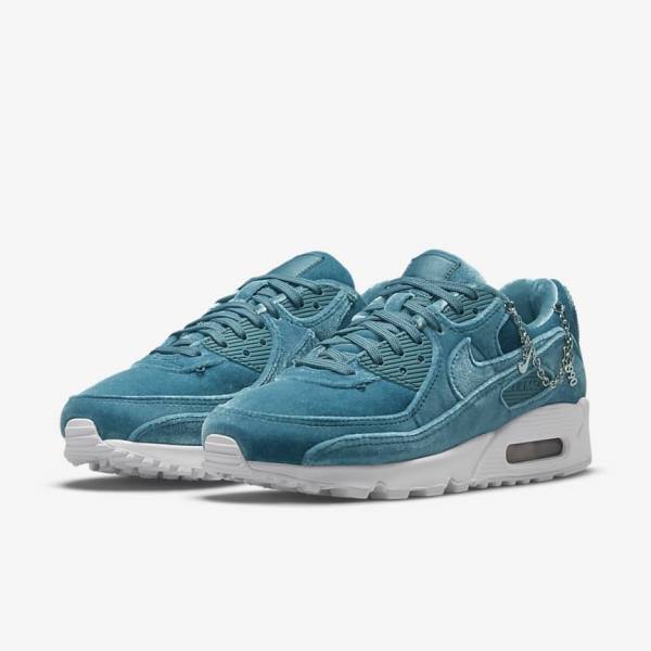 Zapatillas Nike Air Max 90 Premium Mujer Gris Verde Metal Plateadas Blancas Gris Verde | NK490IHC