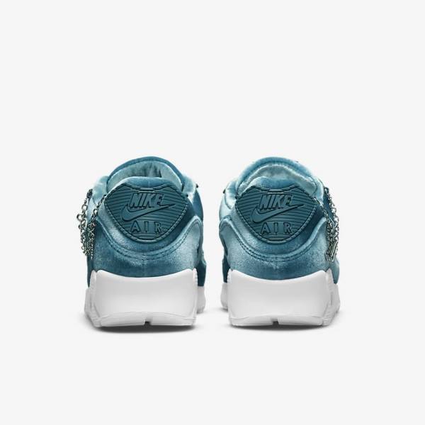 Zapatillas Nike Air Max 90 Premium Mujer Gris Verde Metal Plateadas Blancas Gris Verde | NK490IHC