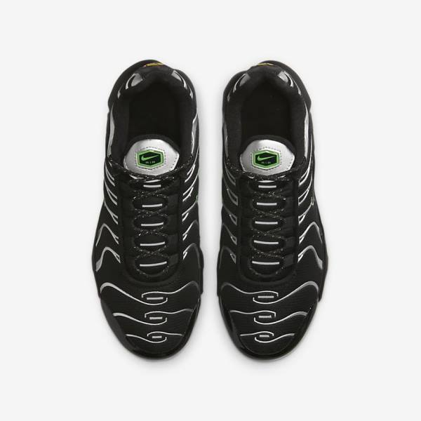 Zapatillas Nike Air Max Plus Older Niños Negras Verde Metal Plateadas Negras | NK345CLI