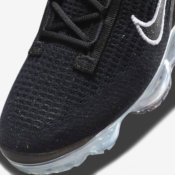 Zapatillas Nike Air VaporMax 2021 FK Mujer Negras Metal Plateadas Blancas | NK604JVA