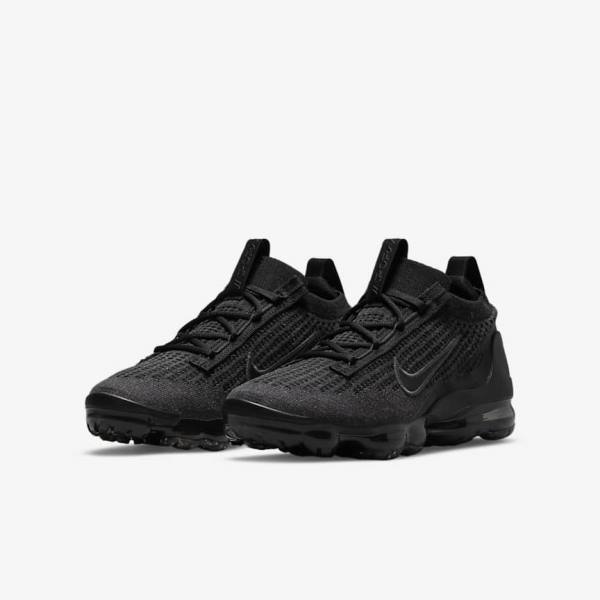 Zapatillas Nike Air VaporMax 2021 FK Older Niños Negras Gris Oscuro | NK752OLV