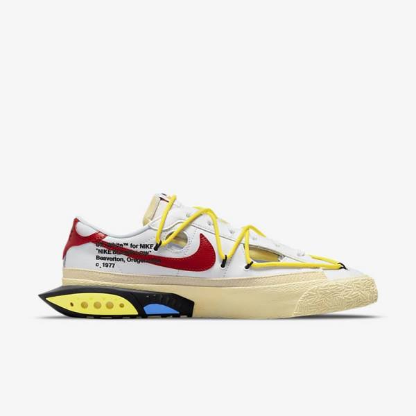 Zapatillas Nike Blazer Low 77 x Off-White™ Hombre Blancas Amarillo Kaki Rojas | NK892IDV