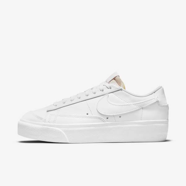 Zapatillas Nike Blazer Low Plataforma Mujer Blancas | NK679ZUS