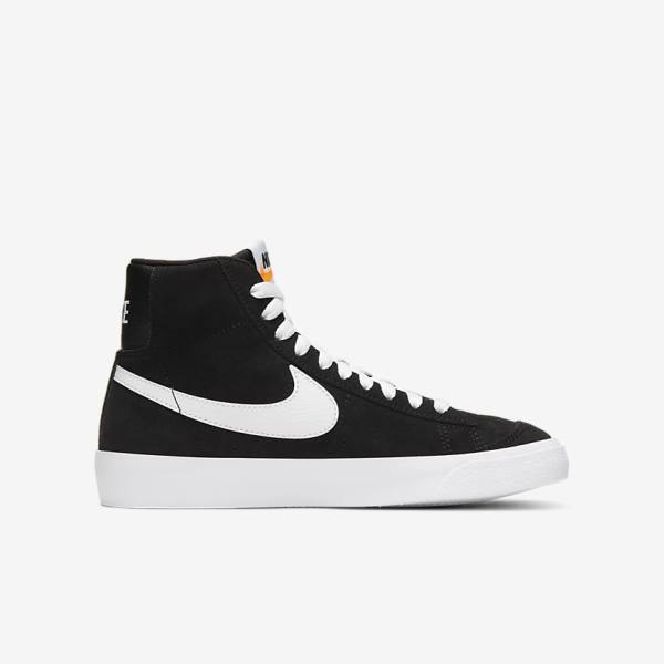 Zapatillas Nike Blazer Mid 77 Gamuza Older Niños Negras Naranjas Blancas | NK615XMO