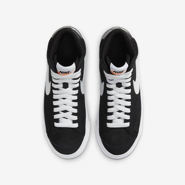 Zapatillas Nike Blazer Mid 77 Gamuza Older Niños Negras Naranjas Blancas | NK615XMO