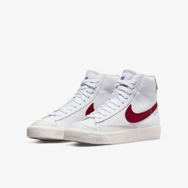 Zapatillas Nike Blazer Mid 77 Older Niños Blancas Gris Claro Rojas | NK625KEN