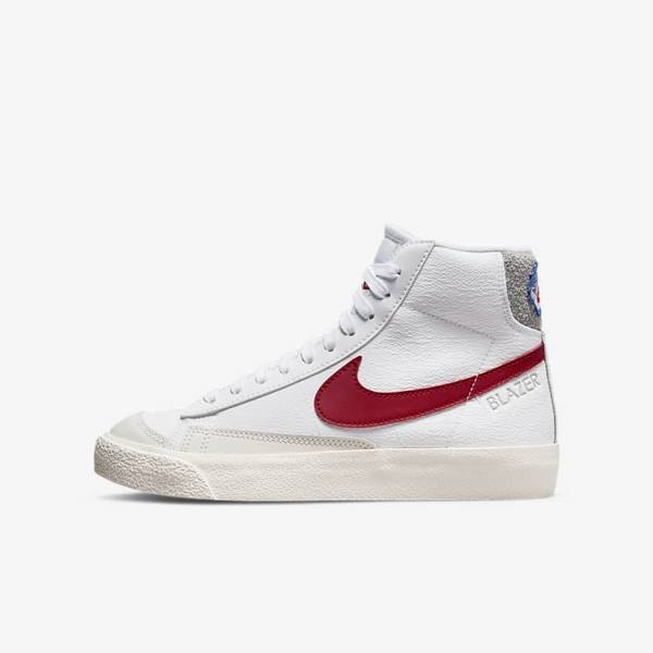 Zapatillas Nike Blazer Mid 77 Older Niños Blancas Gris Claro Rojas | NK625KEN