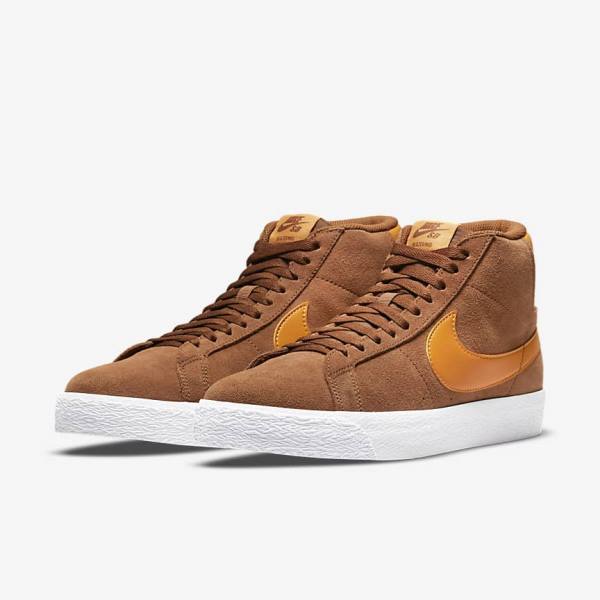 Zapatillas Nike SB Zoom Blazer Mid Mujer Blancas Amarillo | NK735FPU