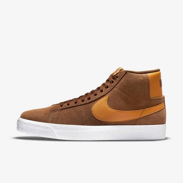 Zapatillas Nike SB Zoom Blazer Mid Mujer Blancas Amarillo | NK735FPU