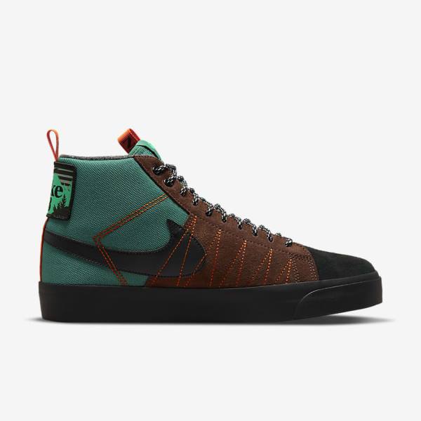 Zapatillas Nike SB Zoom Blazer Mid Premium Mujer Verde Blancas Naranjas Negras | NK150UVE