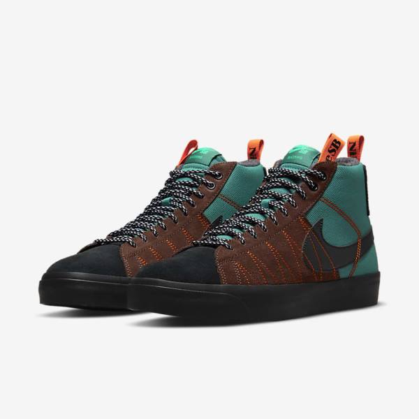 Zapatillas Nike SB Zoom Blazer Mid Premium Hombre Verde Blancas Naranjas Negras | NK210LXZ