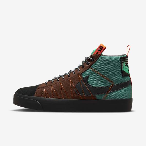 Zapatillas Nike SB Zoom Blazer Mid Premium Hombre Verde Blancas Naranjas Negras | NK210LXZ