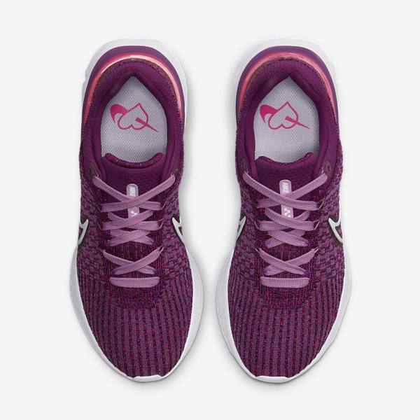 Zapatillas Running Nike React Infinity Run Flyknit 3 Carretera Mujer Burdeos Claro Rosas Blancas | NK298PMR