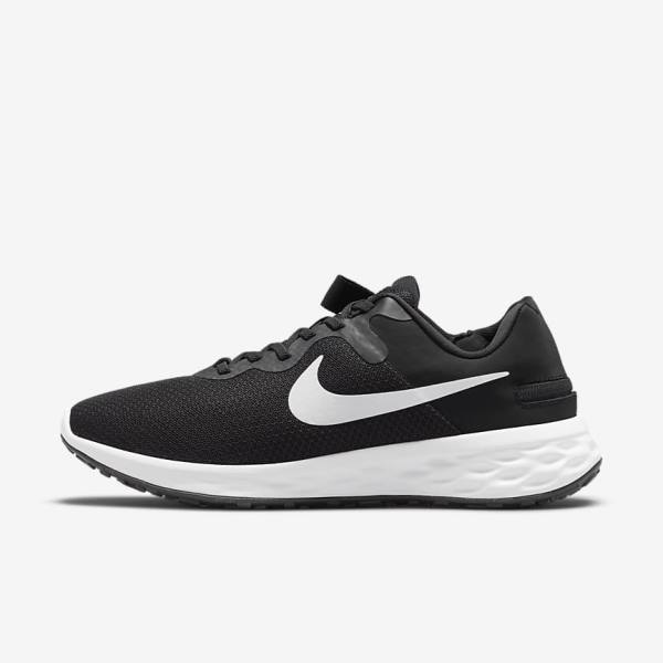 Zapatillas Running Nike Revolution 6 FlyEase Next Nature Easy On-Off Carretera Hombre Negras Gris Blancas | NK396RXI