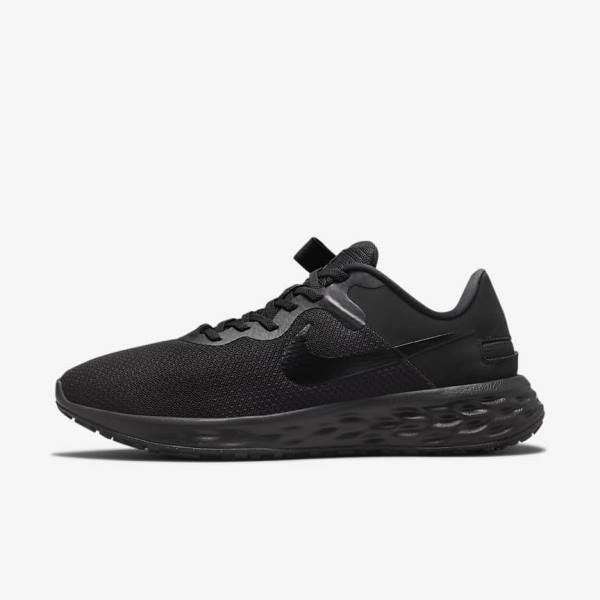 Zapatillas Running Nike Revolution 6 FlyEase Next Nature Easy-On-And-Off Carretera (Extra Anchos) Hombre Negras Gris Oscuro | NK416NYA