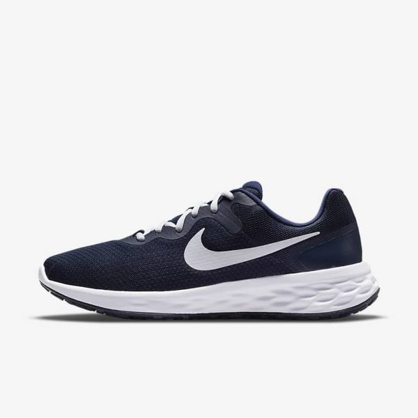 Zapatillas Running Nike Revolution 6 Next Nature Carretera Hombre Azul Marino Obsidian Blancas | NK904JHP