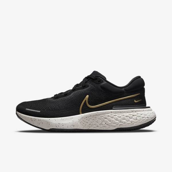 Zapatillas Running Nike ZoomX Invincible Run Flyknit Carretera Hombre Negras Metal Doradas | NK608FAQ