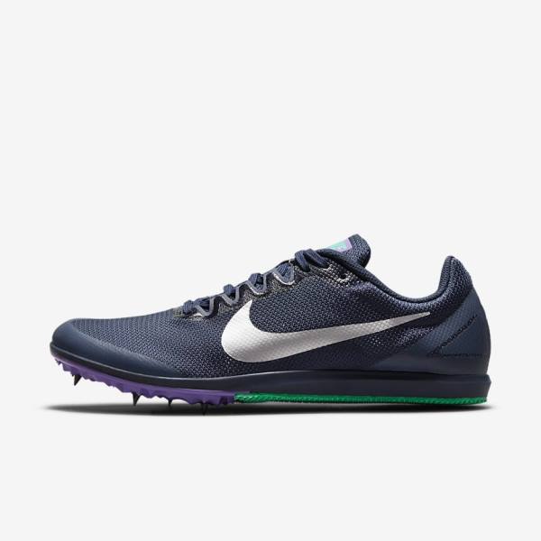 Zapatillas Running Nike Zoom Rival D 10 Athletics Distance Spikes Mujer Obsidian Turquesa Metal Plateadas | NK516KJG