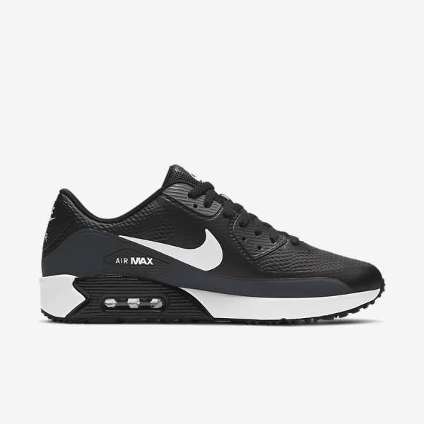 Zapatos De Golf Nike Air Max 90 G Hombre Negras Gris Oscuro Blancas | NK083ZRL