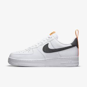 Zapatillas Nike Air Force 1 Hombre Blancas Naranjas Plateadas Negras | NK472AVM