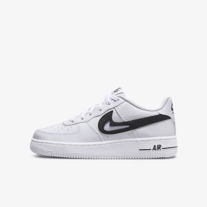 Zapatillas Nike Air Force 1 Older Niños Blancas Negras | NK863KMJ