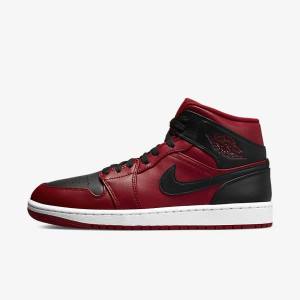 Zapatillas Nike Air Jordan 1 Mid Hombre Rojas Blancas Negras | NK895BRK